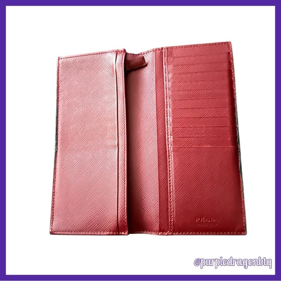 PRADA SAFFIANO STRIPE BLACK LEATHER WALLET NERO OCEANO - Picture 4 of 5